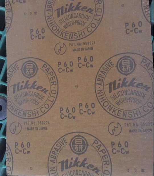 Giây nhám tờ P60 là loại thô nhất, hiệu Nikken, kích thước 230mmx280mm