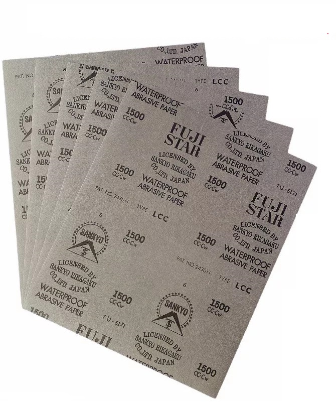 Giấy nhám, ráp Fujistar Sankyo Nhật Bản P100 - Kích thước  9''x11'' chịu nước màu xám