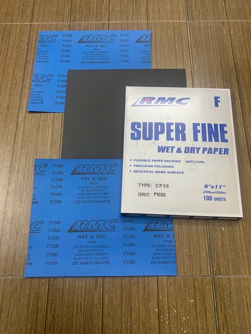 Giấy giáp nước CP38 P1000, hãng RMC Nhật Bản, kích thước 9''x11'', màu xanh