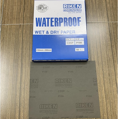 Giấy nhám chịu nước P100, hãng Riken, mã CP35, kích thước 9''x11''