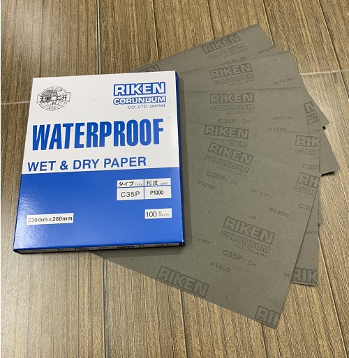 Giấy nhám chịu nước P1000, hãng Riken, mã CP35, kích thước 9''x11''