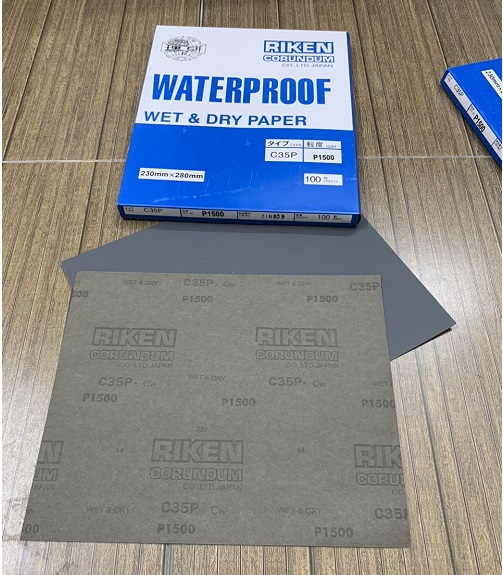 Giấy nhám chịu nước P1500, hãng Riken, mã CP35, kích thước 9''x11''