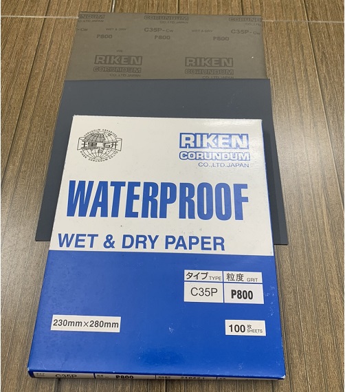 Giấy nhám chịu nước P800, hãng Riken, mã CP35, kích thước 9''x11''