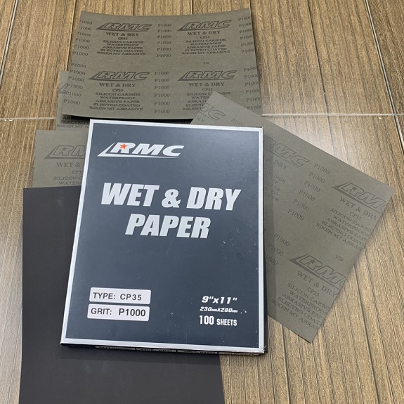 Giấy nhám mịn RMC P1000 CP35 kích thước 230mmx280mm chịu nước màu đen