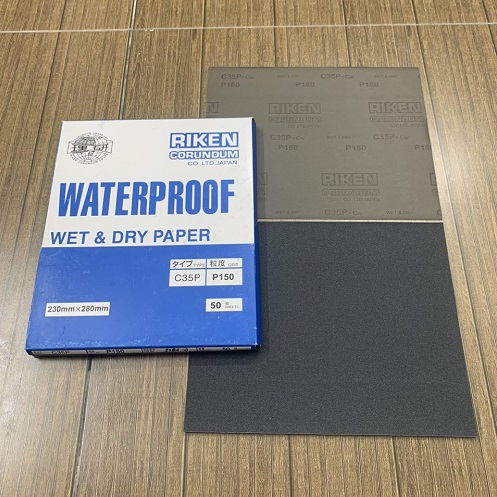 Giấy nhám thô độ hạt P150 Riken CP35, kích thước 230mmx280mm