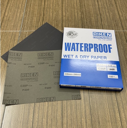 Giấy nhám thô độ hạt P400 Riken CP35, kích thước 230mmx280mm