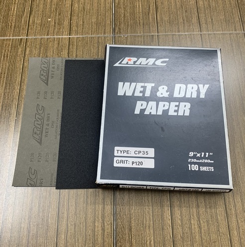 Giấy nhám tờ P120 RMC CP35, kích thước 230mmx280mm, chịu nước