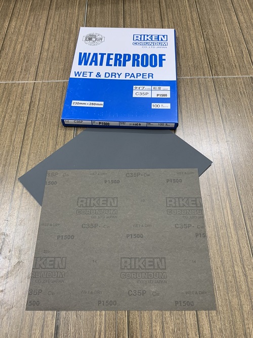 Giấy nhám tờ Riken CP35, độ nhám P1500, kích thước 9''x11'', màu đen