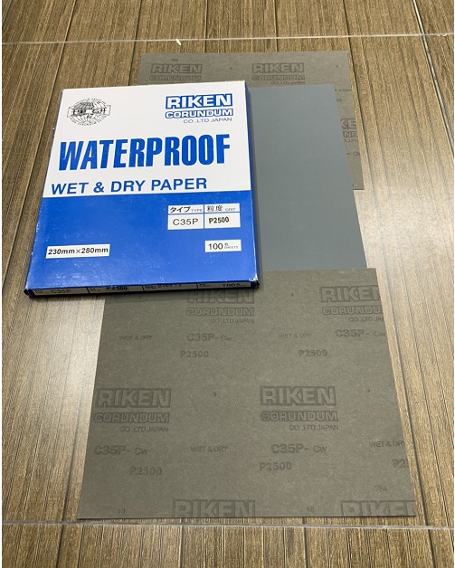 Giấy nhám tờ siêu mịn Riken CP35, độ nhám P2500, kích thước 9''x11''