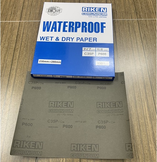 Giấy nhám tờ Riken CP35, độ nhám P600, kích thước 9''x11'', màu đen