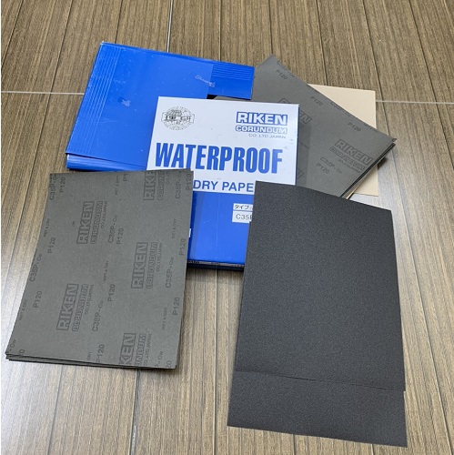 Giấy ráp thô P120 RIKEN CP35 kích thước 9''x11'' chịu nước màu xám