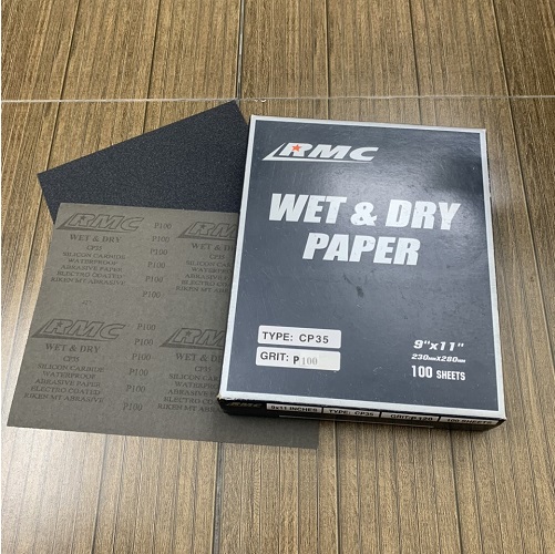 Giấy ráp thô P100 RMC CP35 kích thước 9''x11'' chịu nước màu xám