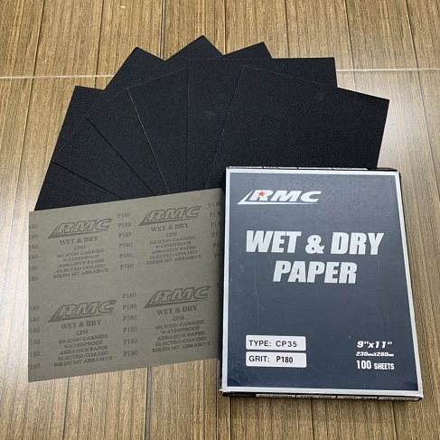 Giấy ráp thô P180 RMC CP35 kích thước 9''x11'' chịu nước màu xám