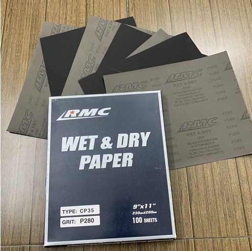 Giấy ráp thô P280 RMC CP35 kích thước 9''x11'' chịu nước màu xám