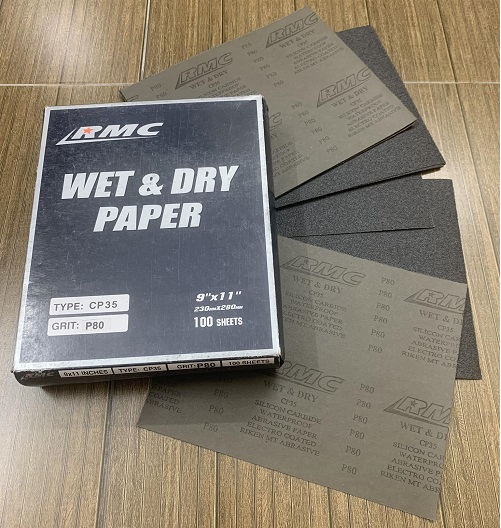 Giấy ráp thô P80 RMC CP35 kích thước 9''x11'' chịu nước màu xám