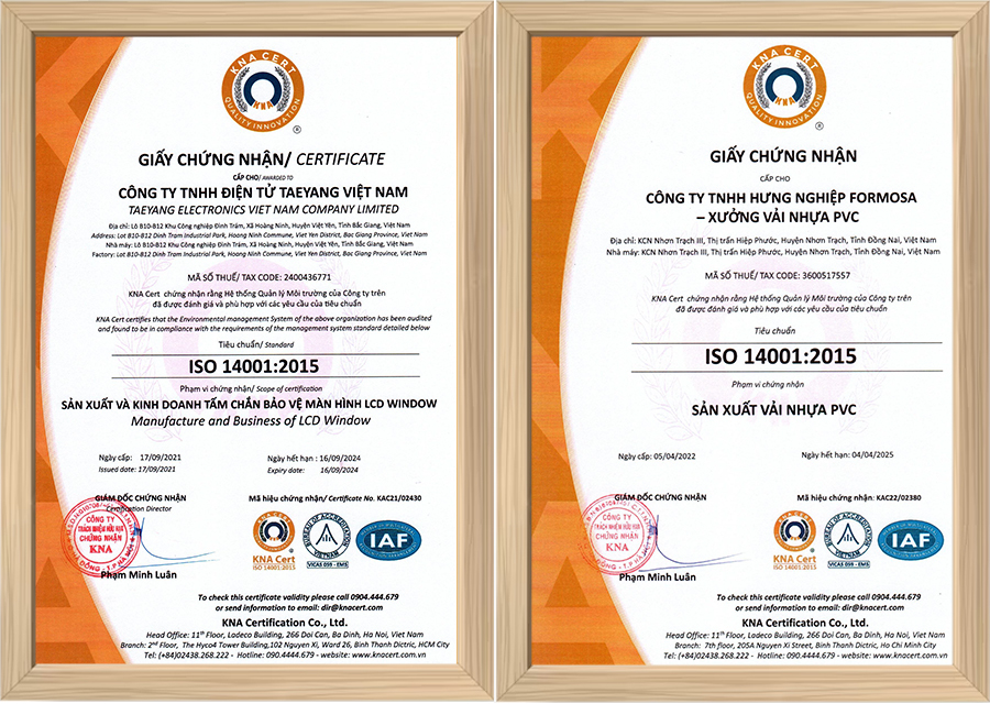 Chứng chỉ ISO 14001
