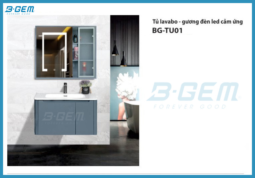 TỦ GƯƠNG CẢM ỨNG LAVABO NHỰA PVC CAO CẤP B-GEM BG-TU01