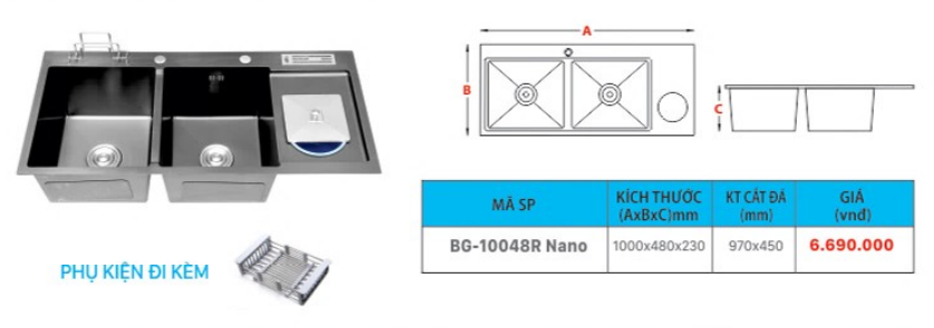 Chậu Rửa B-GEM BG-10048R Nano