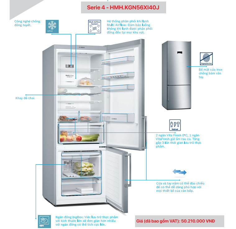 Tủ Lạnh BOSCH HMH.KGN56XI40J|Serie 4