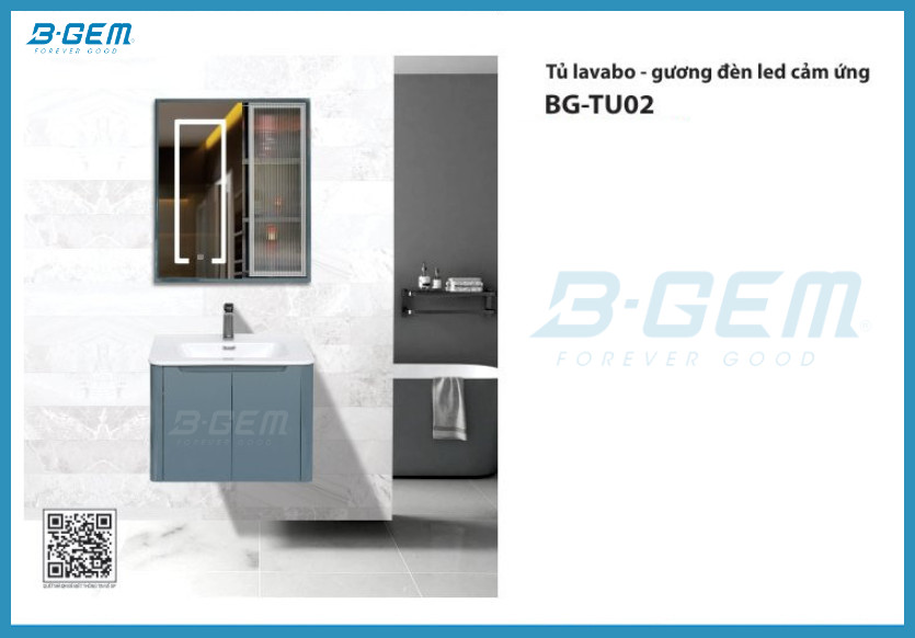 TỦ GƯƠNG CẢM ỨNG LAVABO NHỰA PVC CAO CẤP B-GEM BG-TU02