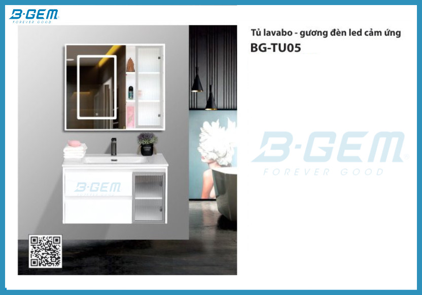 TỦ GƯƠNG CẢM ỨNG LAVABO NHỰA PVC CAO CẤP B-GEM BG-TU05