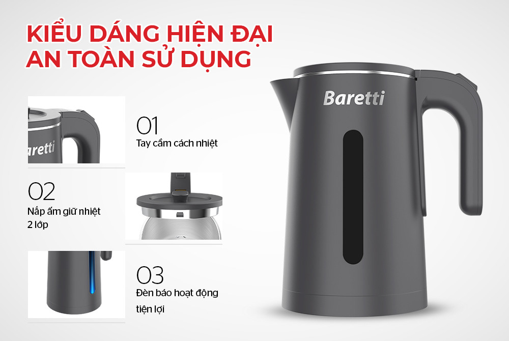 Bình Đun Siêu Tốc BARETTI BRD182