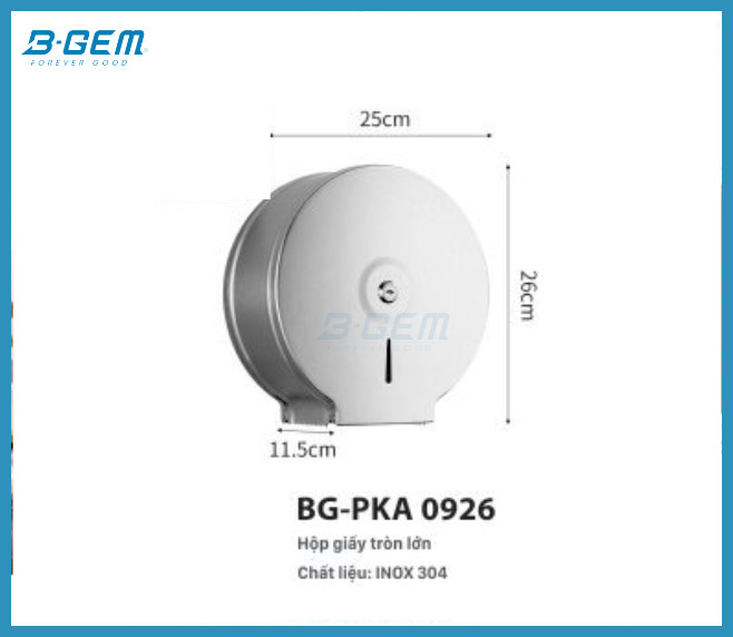 Hộp Giấy Tròn Đựng Giấy Vệ Sinh INOX SUS304 B-GEM BG-PKA0926