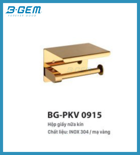 Hộp Giấy Nửa Kín INOX SUS304 Mạ Vàng Cao Cấp B-GEM BG-PKV0915