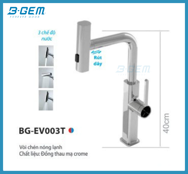 VÒI CHÉN CAO CẤP DÂY RÚT B-GEM BG-EV003T