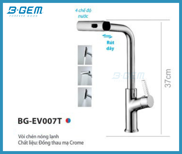VÒI CHÉN RÚT DÂY 4 CHẾ ĐỘ NƯỚC B-GEM BG-EV007T