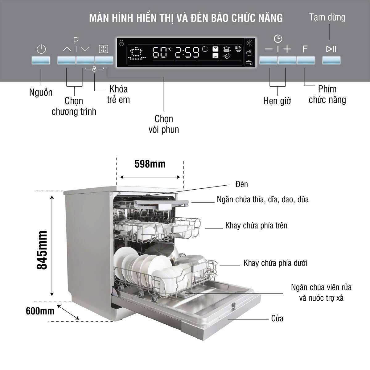 Máy rửa chén KOCHER KDEU-8835SM Series 6