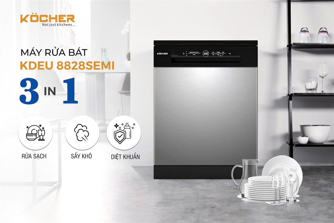 Máy rửa chén KOCHER KDEU-8828SEMI Series 7