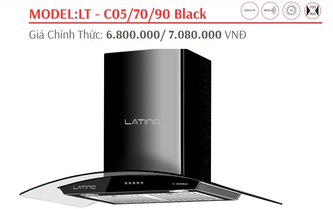 Máy Hút Mùi LATINO LT-C05/70 BLACK