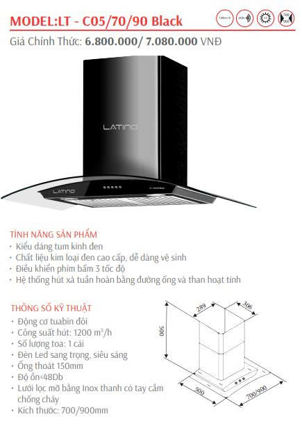 Máy Hút Mùi LATINO LT-C05/70 BLACK