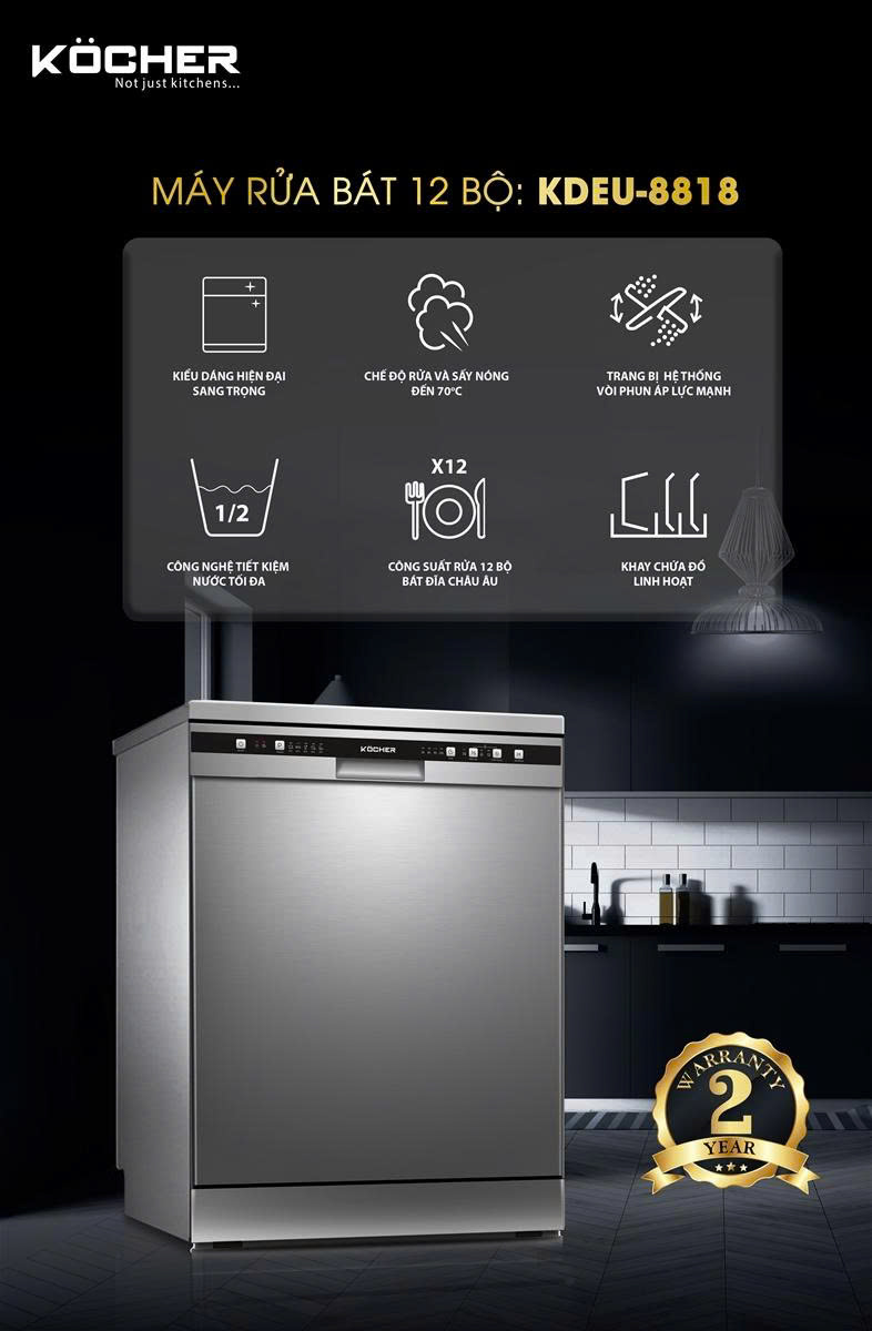Máy rửa chén KOCHER KDEU-8818 Series 4
