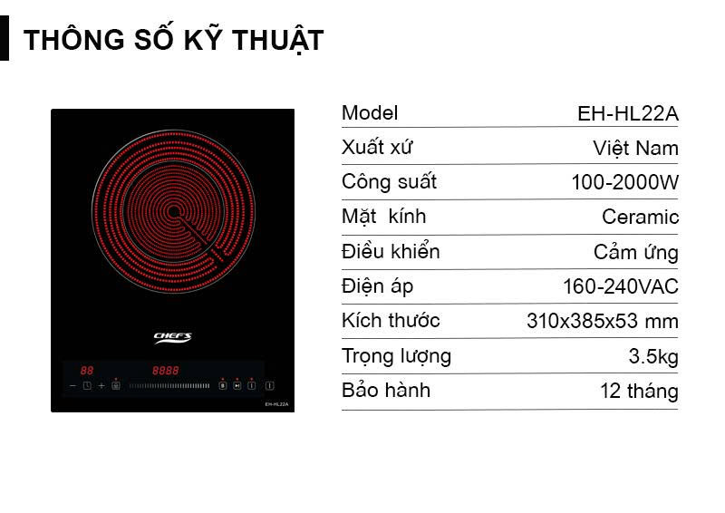 Bếp Điện Từ Đơn Chefs EH-HL22A