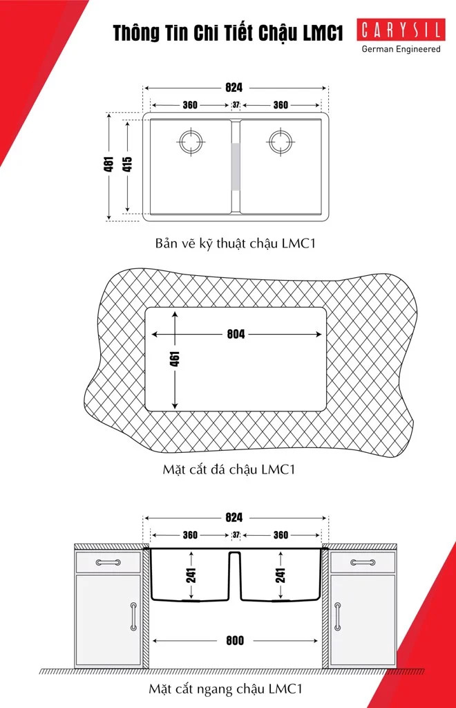 Chậu Rửa CARYSIL LMC1-03/Nera