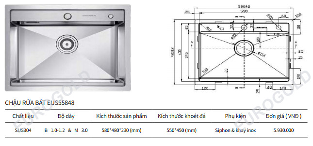 Chậu Rửa EUROGOLD EUS55848