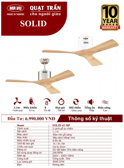Quạt Trần Cho Người Giàu MR.VŨ SOLID 42 MP