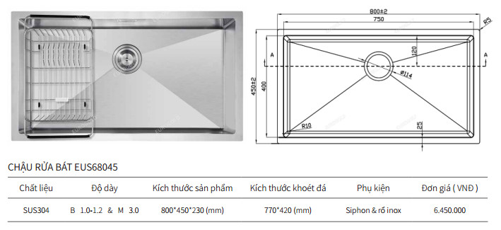 Chậu Rửa EUROGOLD EUS68045