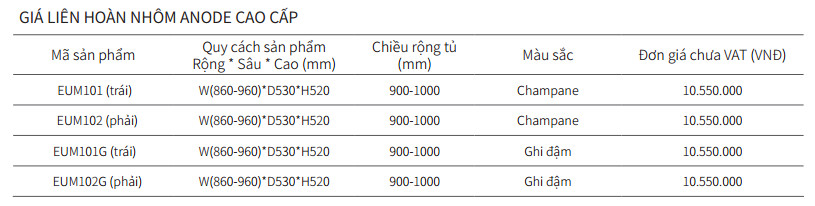 Giá Liên Hoàn Nhôm Anode EUROGOLD EUM102