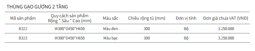 Thùng Gạo Gương 2 Tầng EUROGOLD B323