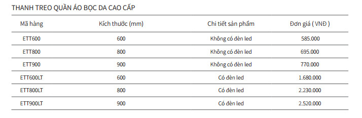 Thanh Treo Quần Áo Bọc Da Cao Cấp EUROGOLD ETT900LT