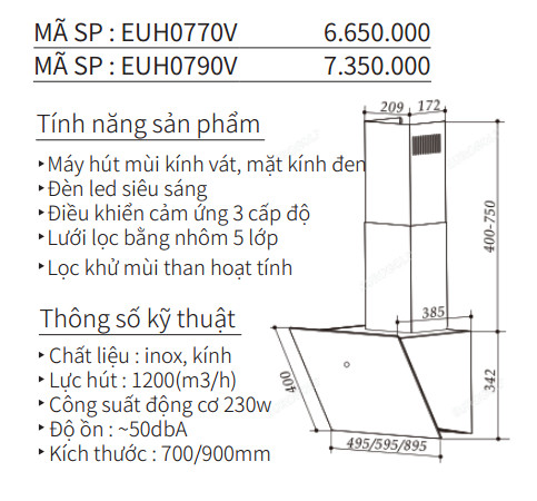 Máy Hút Mùi EUROGOLD EUH0770V