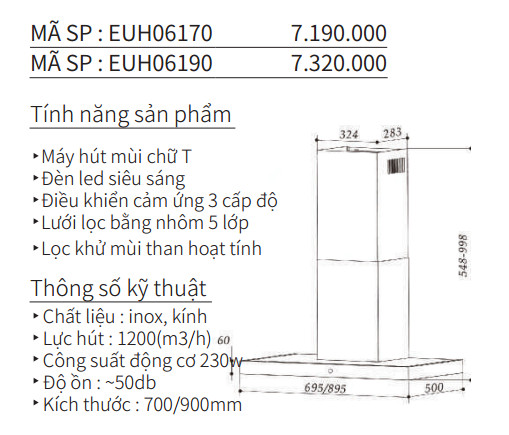 Máy Hút Mùi EUROGOLD EUH061