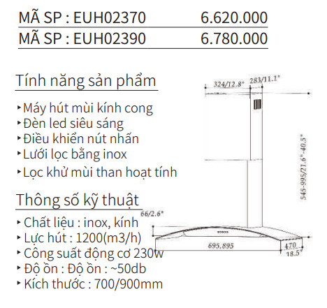 Máy Hút Mùi EUROGOLD EUH023