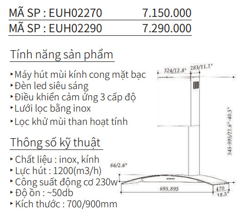 Máy Hút Mùi EUROGOLD EUH022