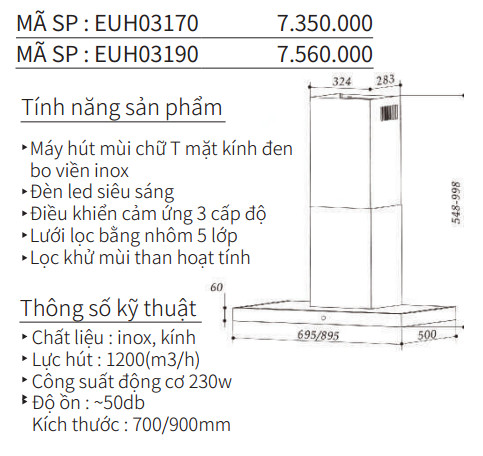 Máy Hút Mùi EUROGOLD EUH031