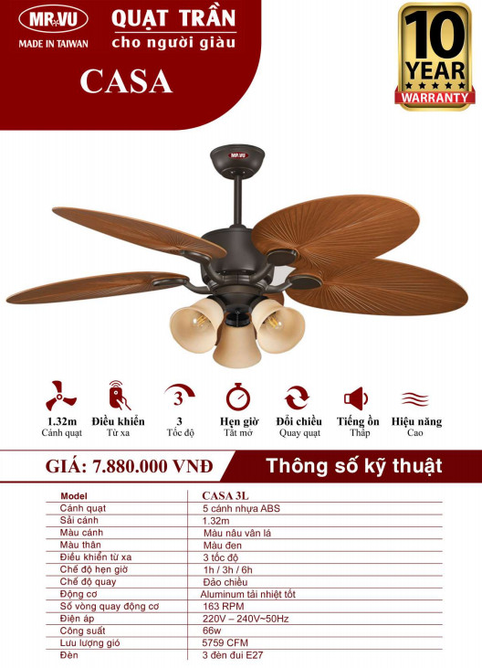 Quạt Trần Cho Người Giàu MR.VŨ CASA 3L