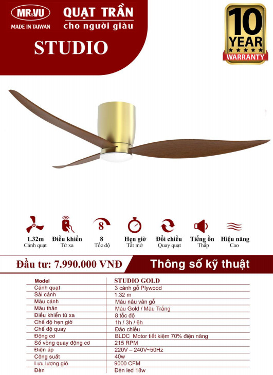 Quạt Trần Cho Người Giàu MR.VŨ STUDIO GOLD